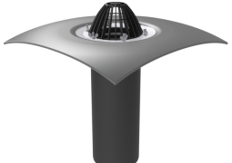 Кровельная воронка с обжимным фланцем, комплектуется листвоуловителем и ПВХ фартуком