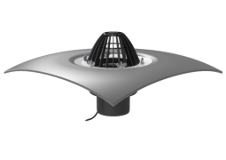 Кровельная воронка обогреваемая с обжимным фланцем, комплектуется листвоуловителем и ПВХ фартуком